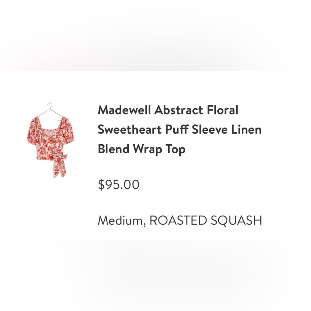 Madewell abstract floral sweetheart puff sleeve linen blend wrap top